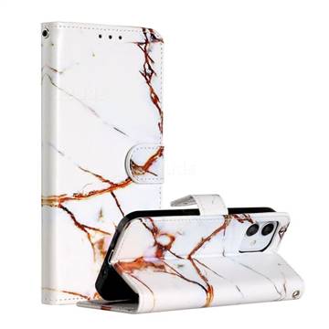 Platinum Marble Smooth Leather Phone Wallet Case for iPhone 12 mini (5.4 inch)