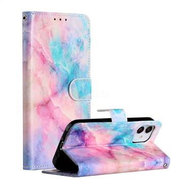 Blue Pink Marble Smooth Leather Phone Wallet Case for iPhone 12 mini (5.4 inch)