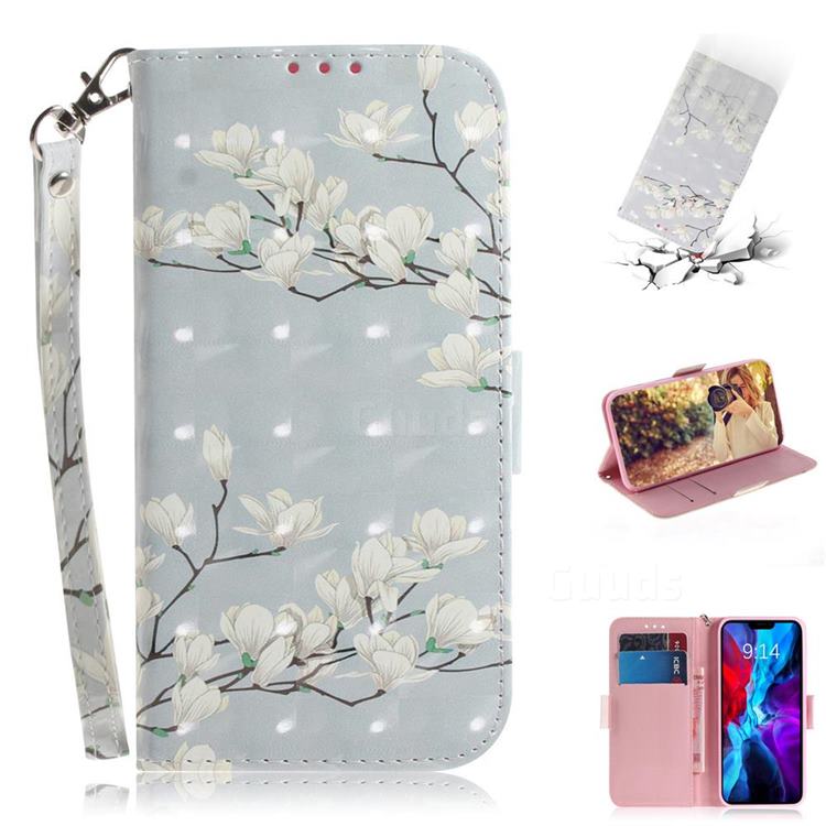 Magnolia Flower 3D Painted Leather Wallet Phone Case for iPhone 12 mini (5.4 inch)