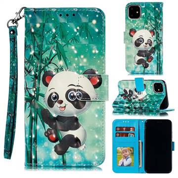 Cute Panda 3D Painted Leather Phone Wallet Case for iPhone 12 mini (5.4 inch)