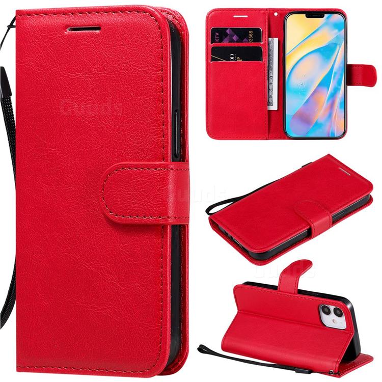 Retro Greek Classic Smooth PU Leather Wallet Phone Case for iPhone 12 mini (5.4 inch) - Red