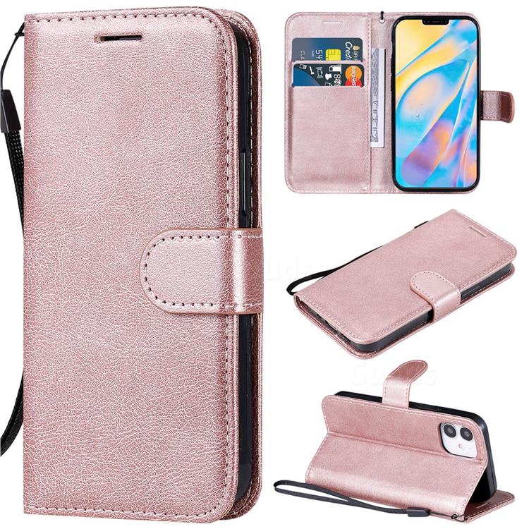 Retro Greek Classic Smooth PU Leather Wallet Phone Case for iPhone 12 mini (5.4 inch) - Rose Gold