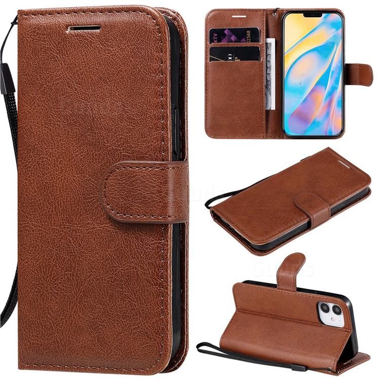 Retro Greek Classic Smooth PU Leather Wallet Phone Case for iPhone 12 mini (5.4 inch) - Brown