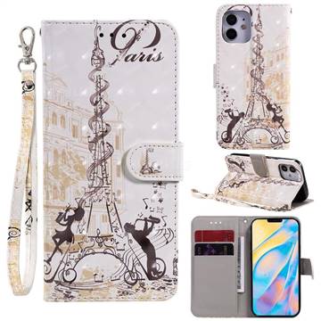Tower Couple 3D Painted Leather Wallet Phone Case for iPhone 12 mini (5.4 inch)