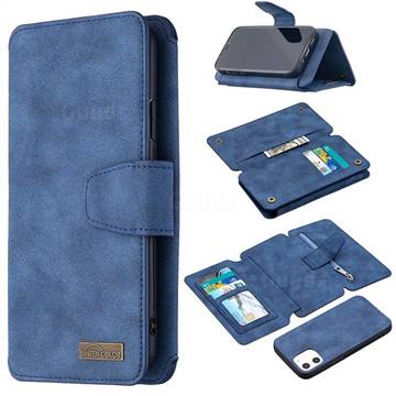 Binfen Color BF07 Frosted Zipper Bag Multifunction Leather Phone Wallet for iPhone 12 mini (5.4 inch) - Blue