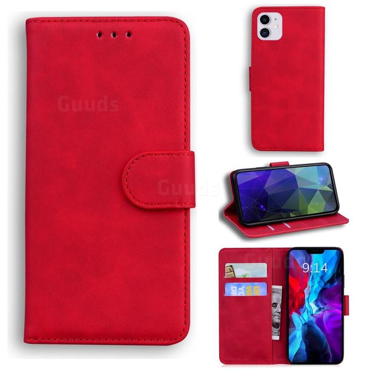 Retro Classic Skin Feel Leather Wallet Phone Case for iPhone 12 mini (5.4 inch) - Red