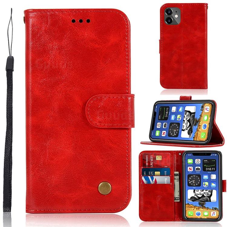 Luxury Retro Leather Wallet Case for iPhone 12 mini (5.4 inch) - Red