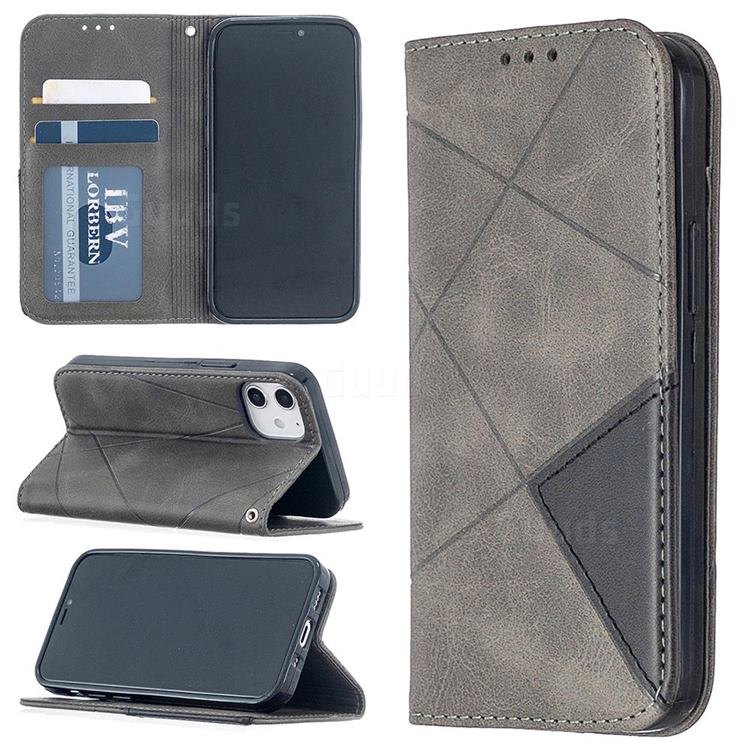 Prismatic Slim Magnetic Sucking Stitching Wallet Flip Cover for iPhone 12 mini (5.4 inch) - Gray