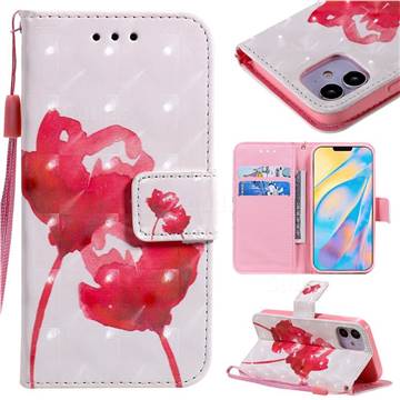 Red Rose 3D Painted Leather Wallet Case for iPhone 12 mini (5.4 inch)