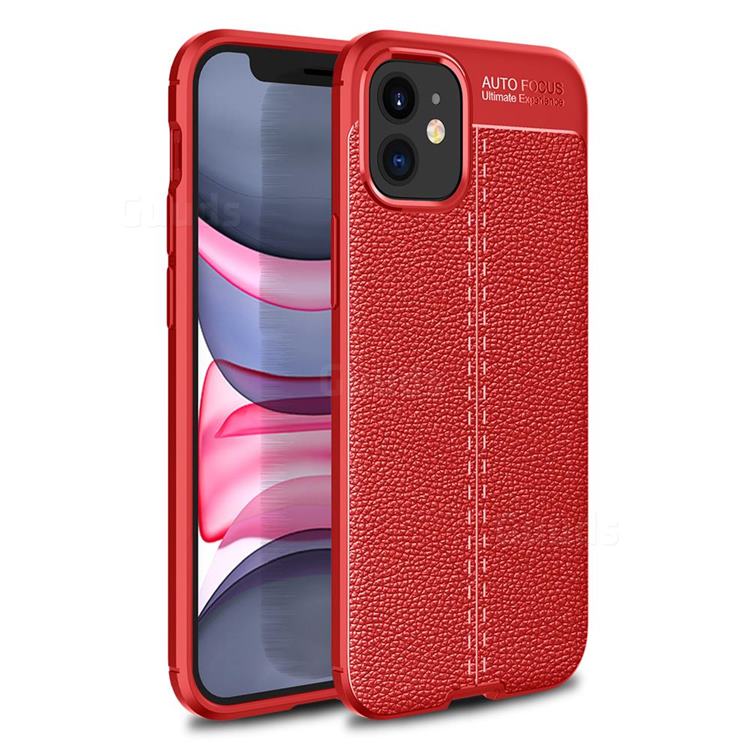 Luxury Auto Focus Litchi Texture Silicone TPU Back Cover for iPhone 12 mini (5.4 inch) - Red