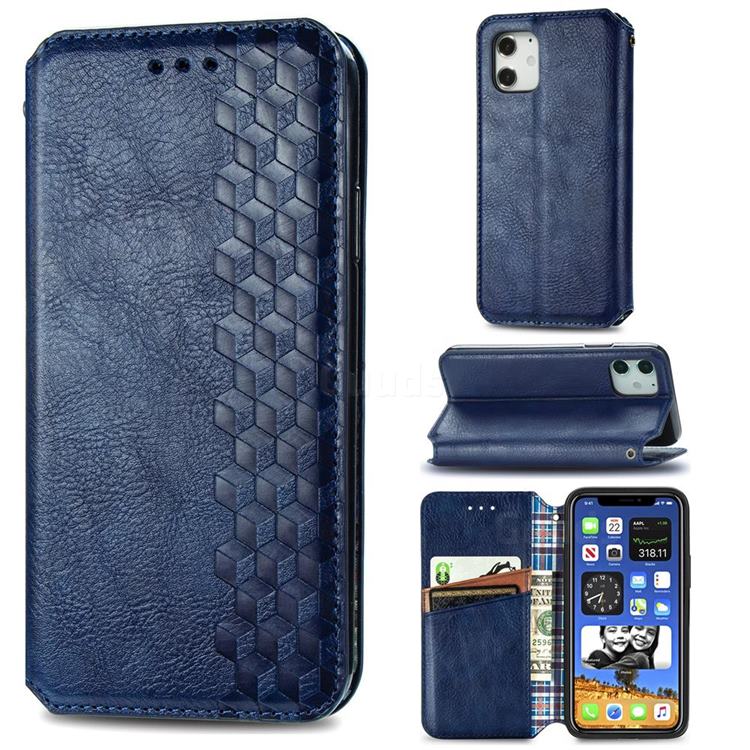 Ultra Slim Fashion Business Card Magnetic Automatic Suction Leather Flip Cover for iPhone 12 mini (5.4 inch) - Dark Blue