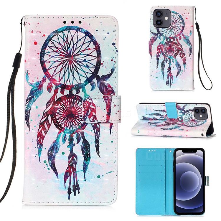 ColorDrops Wind Chimes 3D Painted Leather Wallet Case for iPhone 12 mini (5.4 inch)