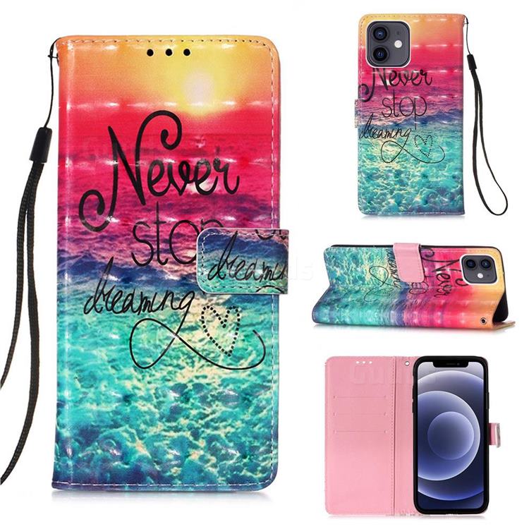 Colorful Dream Catcher 3D Painted Leather Wallet Case for iPhone 12 mini (5.4 inch)