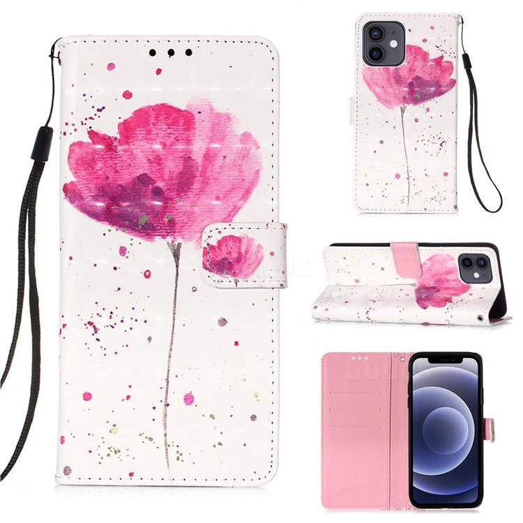 Watercolor 3D Painted Leather Wallet Case for iPhone 12 mini (5.4 inch)