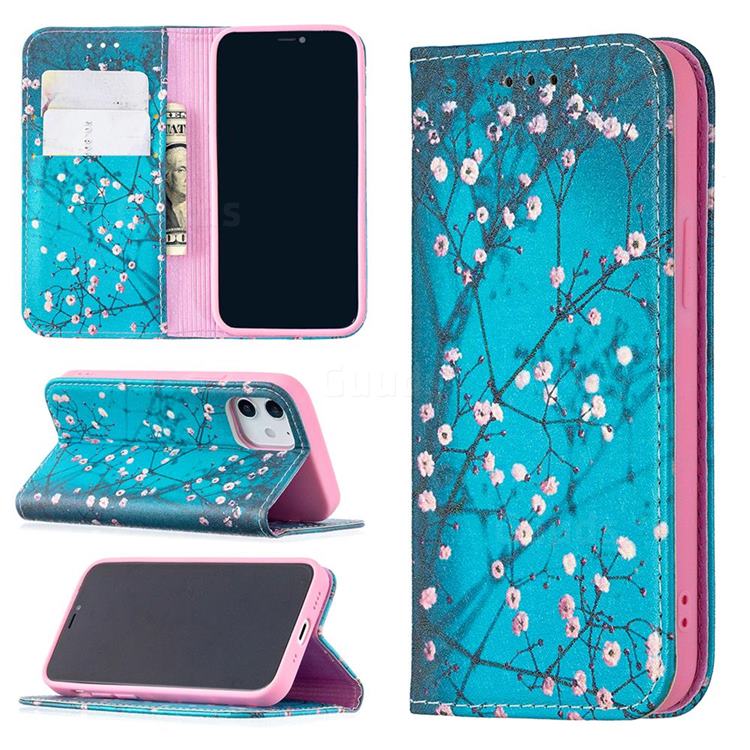 Plum Blossom Slim Magnetic Attraction Wallet Flip Cover for iPhone 12 mini (5.4 inch)