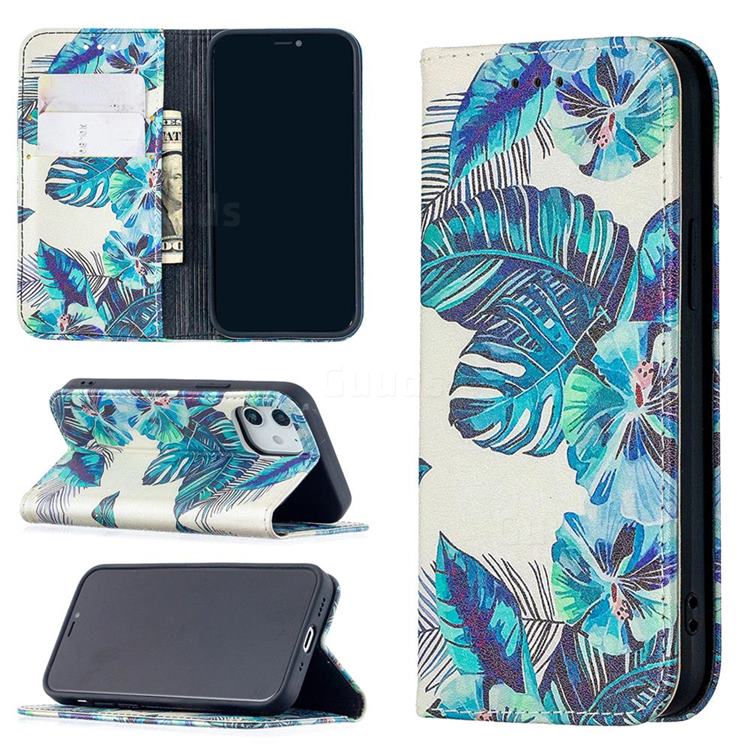 Blue Leaf Slim Magnetic Attraction Wallet Flip Cover for iPhone 12 mini (5.4 inch)