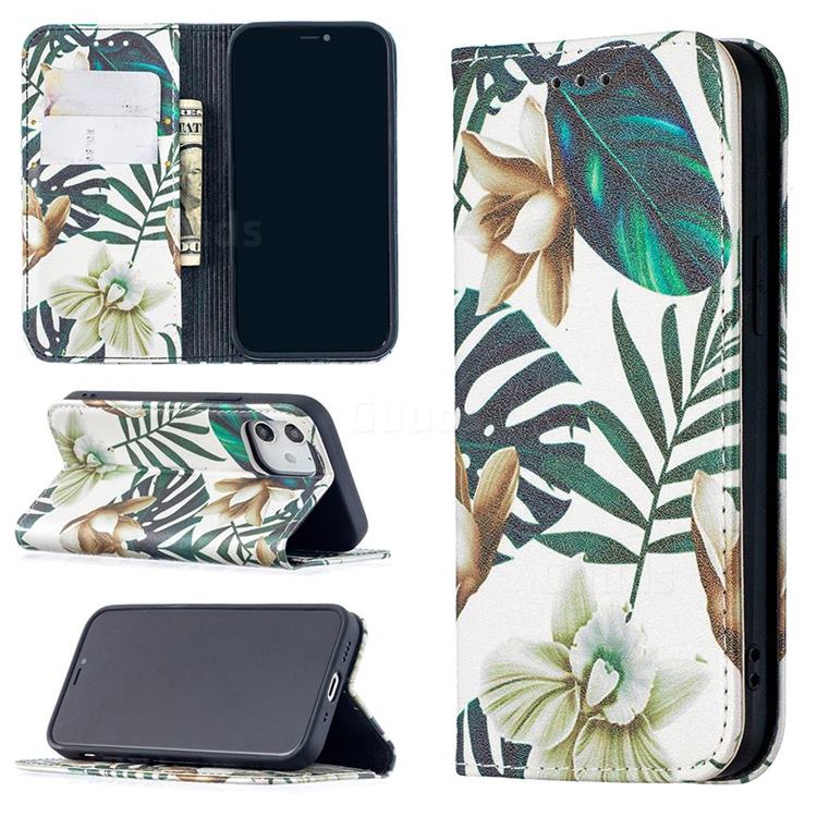 Flower Leaf Slim Magnetic Attraction Wallet Flip Cover for iPhone 12 mini (5.4 inch)