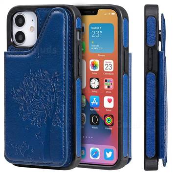 Luxury Tree And Cat Multifunction Magnetic Card Slots Stand Leather Phone Back Cover For Iphone 12 Mini 5 4 Inch Blue Iphone 12 Mini 5 4 Inch Cases Guuds