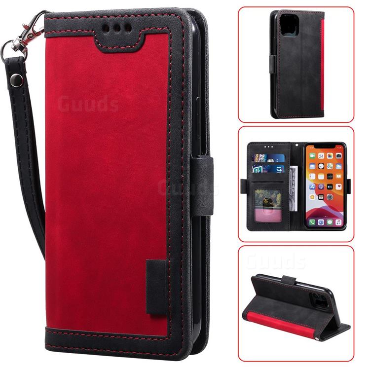 Luxury Retro Stitching Leather Wallet Phone Case for iPhone 12 mini (5.4 inch) - Deep Red