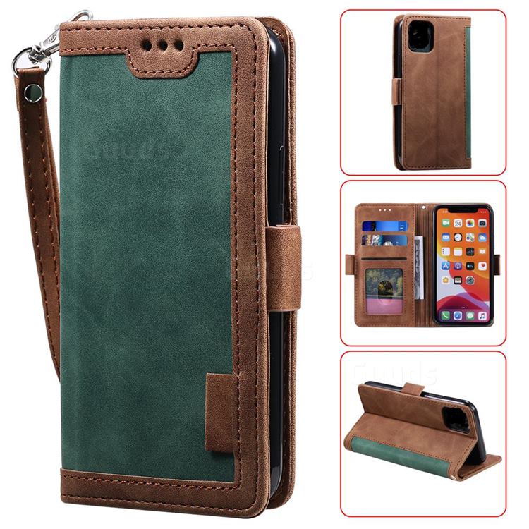 Luxury Retro Stitching Leather Wallet Phone Case for iPhone 12 mini (5.4 inch) - Dark Green