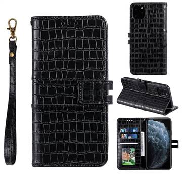 Luxury Crocodile Magnetic Leather Wallet Phone Case for iPhone 12 mini (5.4 inch) - Black