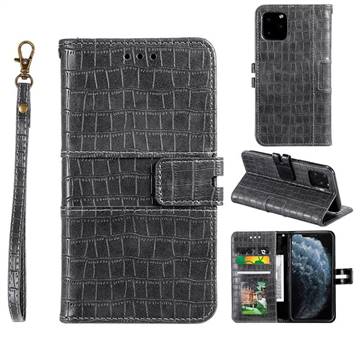 Luxury Crocodile Magnetic Leather Wallet Phone Case for iPhone 12 mini (5.4 inch) - Gray