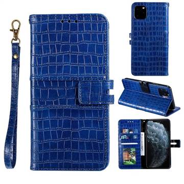 Luxury Crocodile Magnetic Leather Wallet Phone Case for iPhone 12 mini (5.4 inch) - Blue