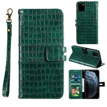 Luxury Crocodile Magnetic Leather Wallet Phone Case for iPhone 12 mini (5.4 inch) - Green
