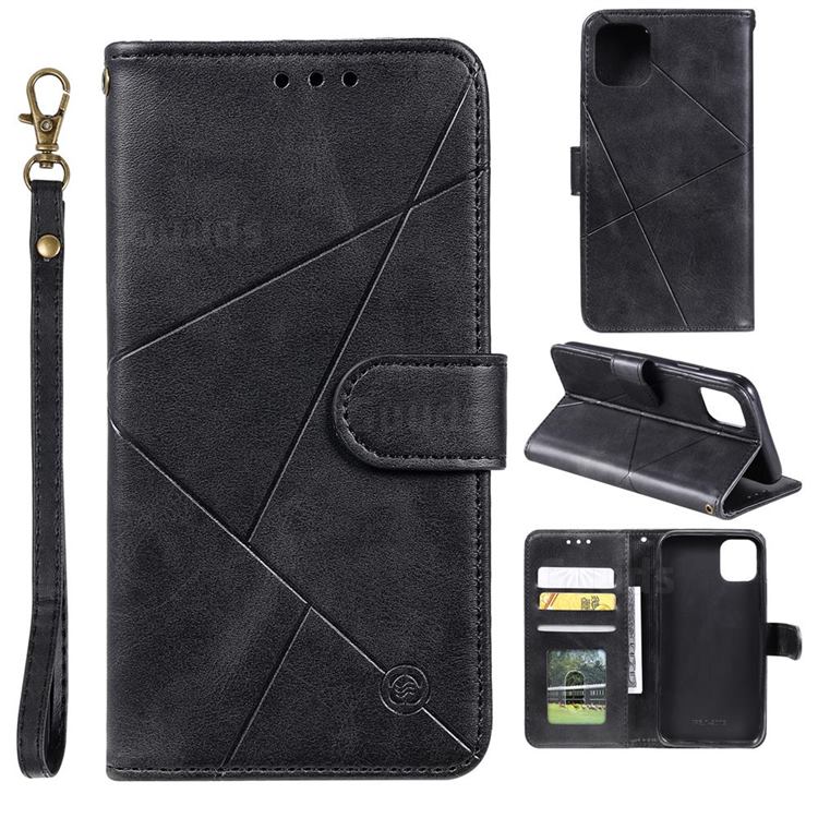 Embossing Geometric Leather Wallet Case for iPhone 12 mini (5.4 inch) - Black