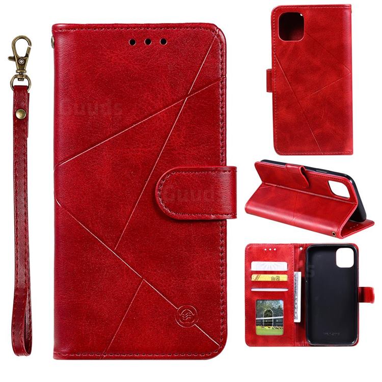Embossing Geometric Leather Wallet Case for iPhone 12 mini (5.4 inch) - Red