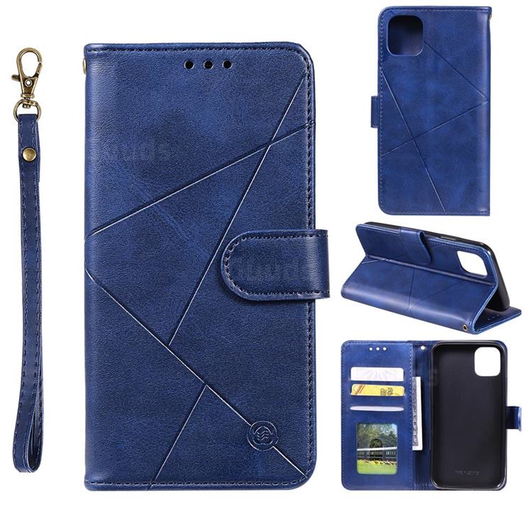 Embossing Geometric Leather Wallet Case for iPhone 12 mini (5.4 inch) - Blue