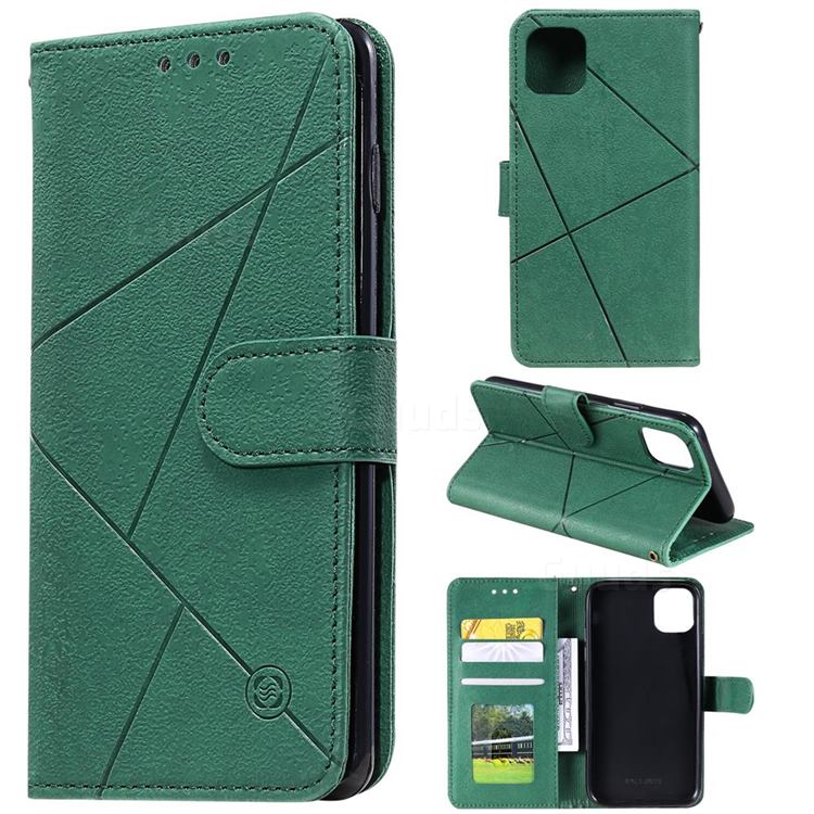 Embossing Geometric Leather Wallet Case for iPhone 12 mini (5.4 inch) - Green