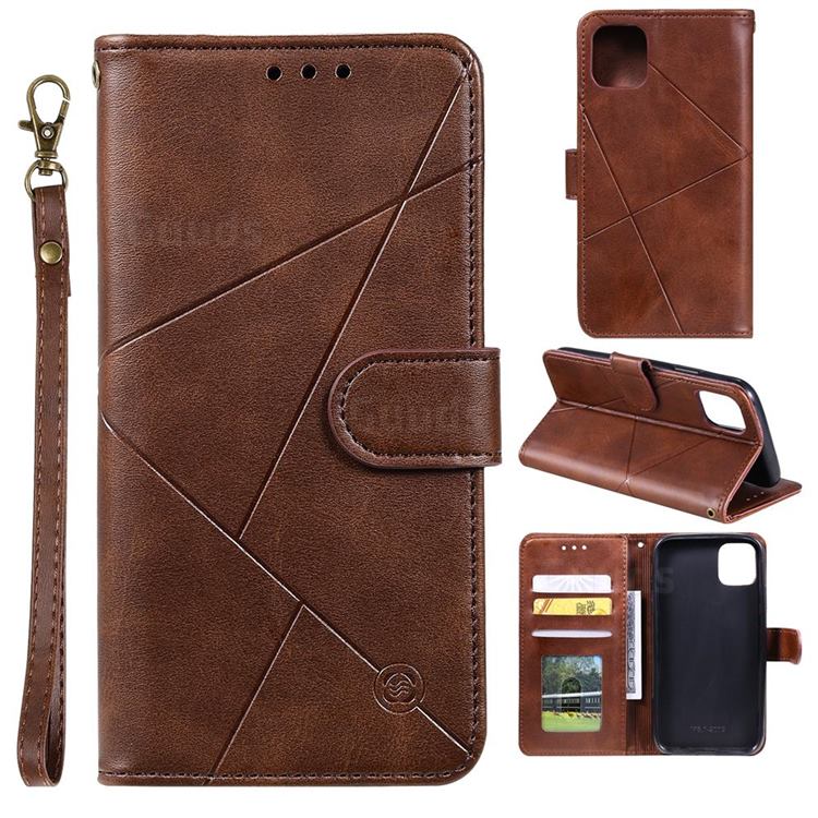 Embossing Geometric Leather Wallet Case for iPhone 12 mini (5.4 inch) - Brown