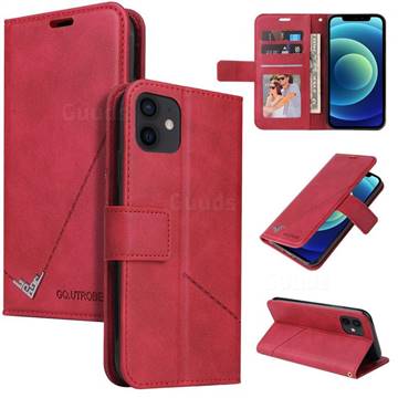 GQ.UTROBE Right Angle Silver Pendant Leather Wallet Phone Case for iPhone 12 mini (5.4 inch) - Red
