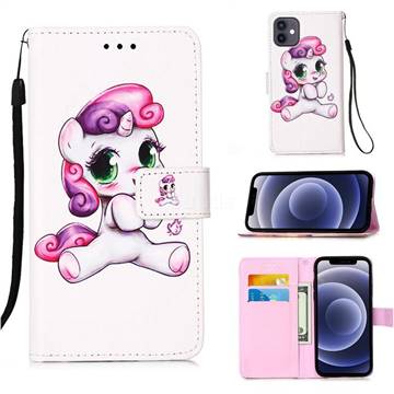 Playful Pony Matte Leather Wallet Phone Case for iPhone 12 mini (5.4 inch)