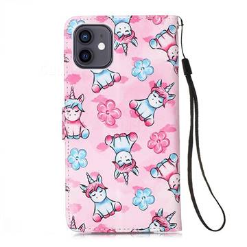 Unicorn And Flowers Matte Leather Wallet Phone Case For Iphone 12 Mini 5 4 Inch Iphone 12 Mini 5 4 Inch Cases Guuds