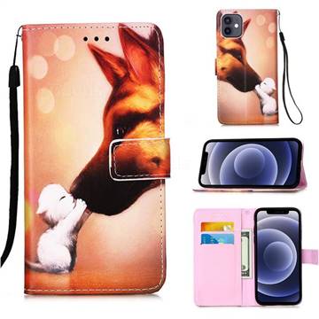 Hound Kiss Matte Leather Wallet Phone Case for iPhone 12 mini (5.4 inch)