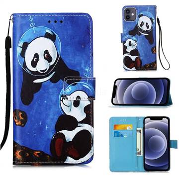 Undersea Panda Matte Leather Wallet Phone Case for iPhone 12 mini (5.4 inch)