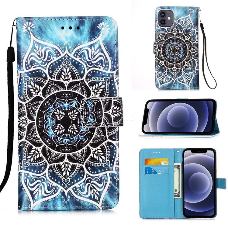 Underwater Mandala Matte Leather Wallet Phone Case for iPhone 12 mini (5.4 inch)