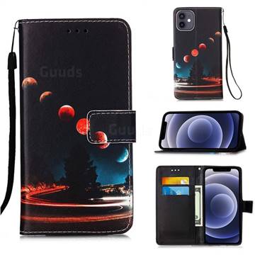Wandering Earth Matte Leather Wallet Phone Case for iPhone 12 mini (5.4 inch)