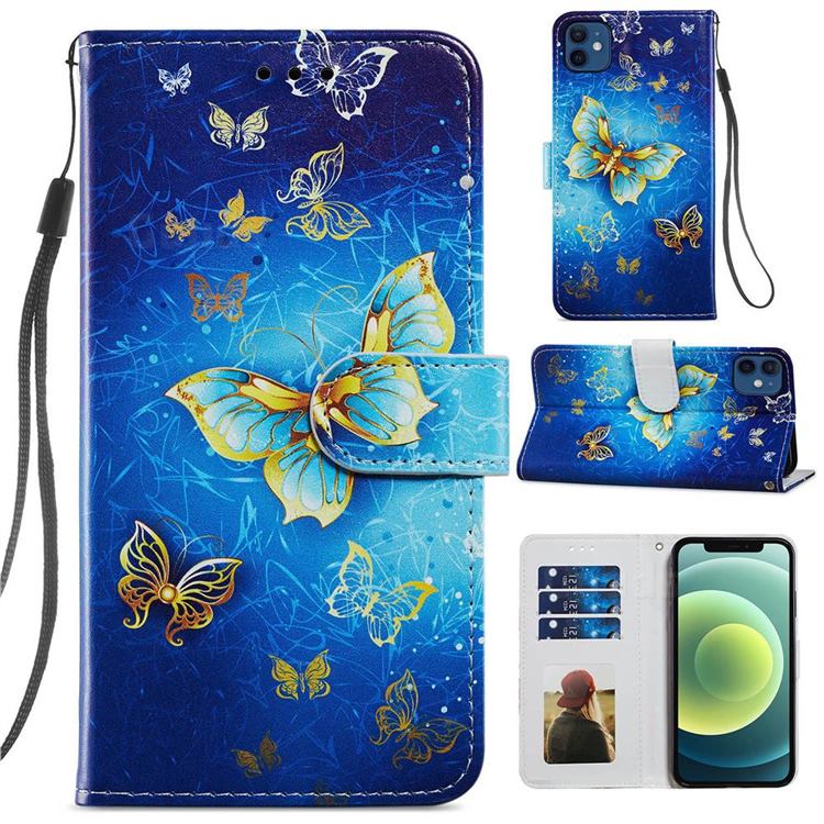 Phnom Penh Butterfly Smooth Leather Phone Wallet Case for iPhone 12 mini (5.4 inch)