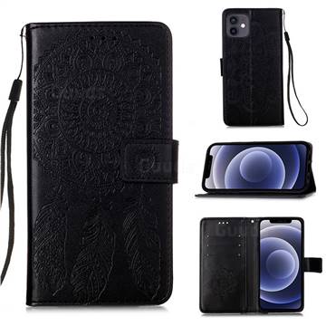 Embossing Dream Catcher Mandala Flower Leather Wallet Case for iPhone 12 mini (5.4 inch) - Black