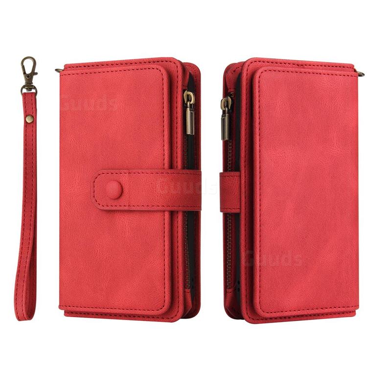 Zip Wallet Case for iPhone 12 Mini - Red - Granulated Leather