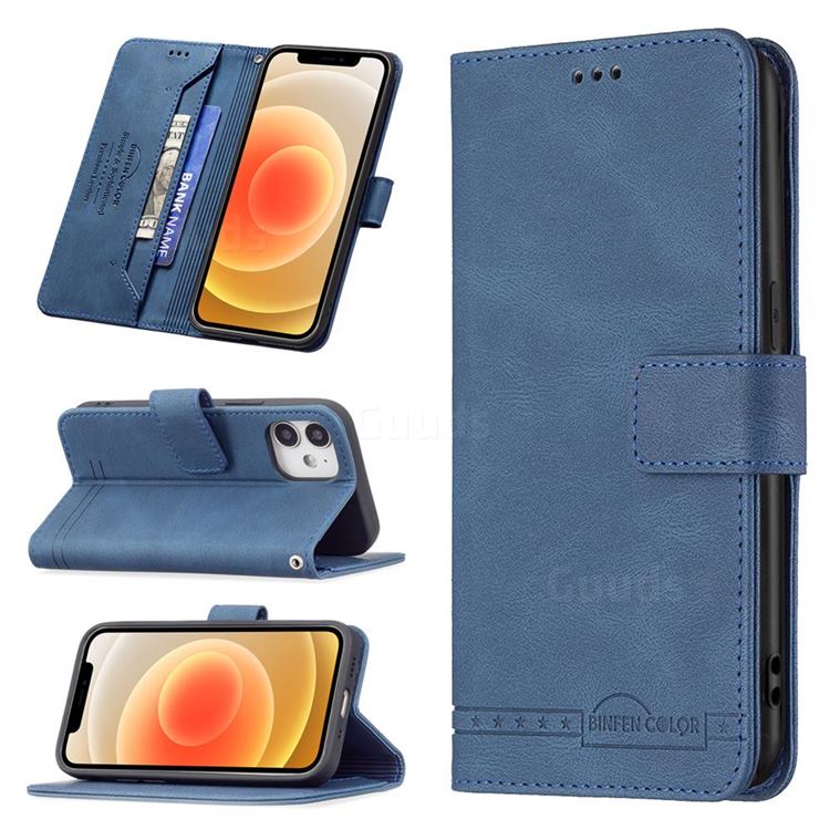 Binfen Color RFID Blocking Leather Wallet Case for iPhone 12 mini (5.4 inch) - Blue