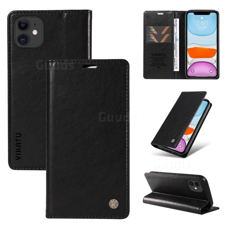 YIKATU Litchi Card Magnetic Automatic Suction Leather Flip Cover for iPhone 12 mini (5.4 inch) - Black