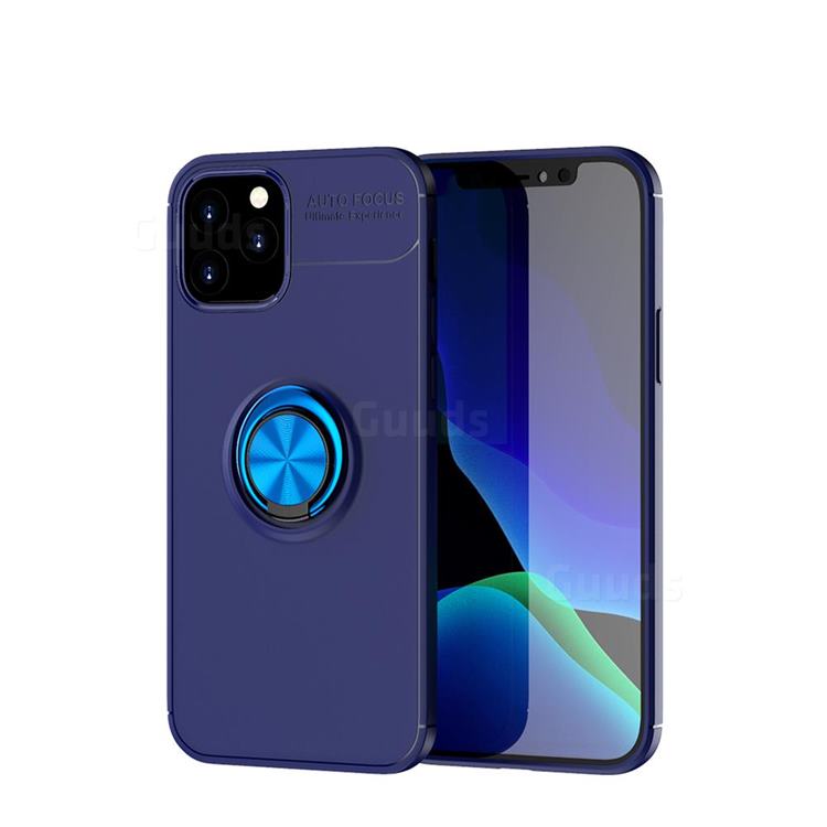Auto Focus Invisible Ring Holder Soft Phone Case for iPhone 12 / 12 Pro (6.1 inch) - Blue