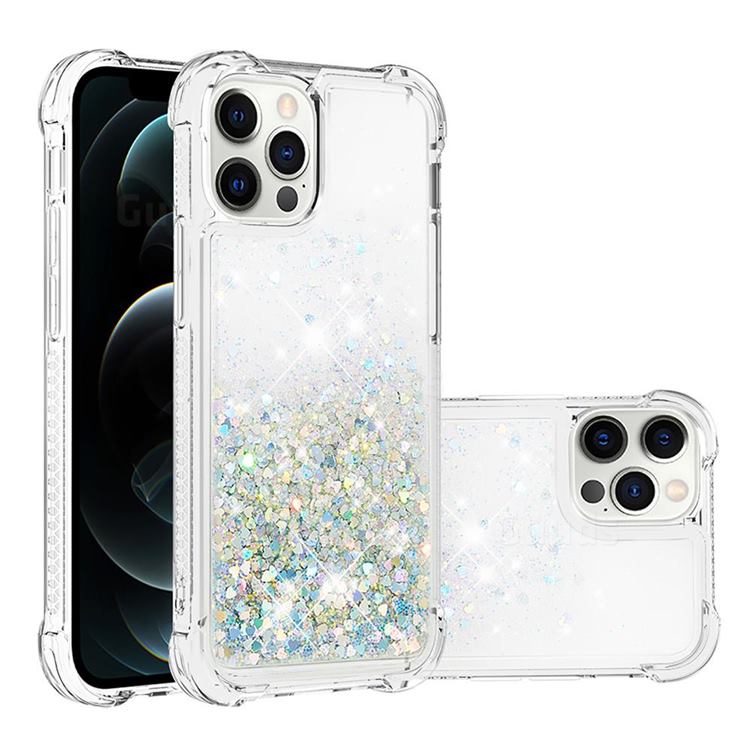 Dynamic Liquid Glitter Sand Quicksand Star TPU Case for iPhone 12 / 12 Pro (6.1 inch) - Silver