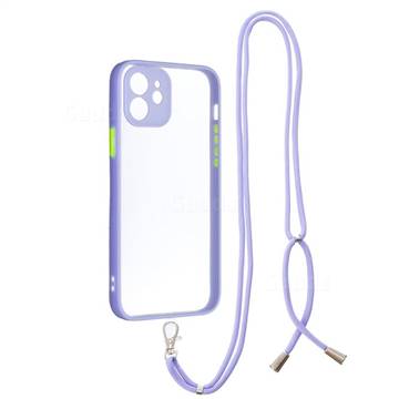 Necklace Cross-body Lanyard Strap Cord Phone Case Cover for iPhone 12 / 12 Pro (6.1 inch) - Purple