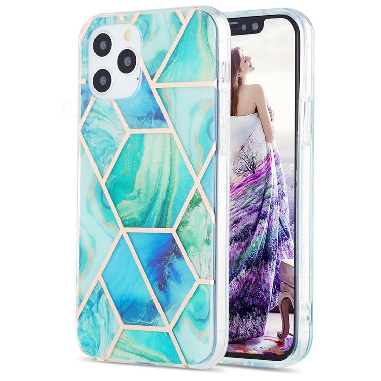 Green Glacier Marble Pattern Galvanized Electroplating Protective Case Cover for iPhone 12 / 12 Pro (6.1 inch)