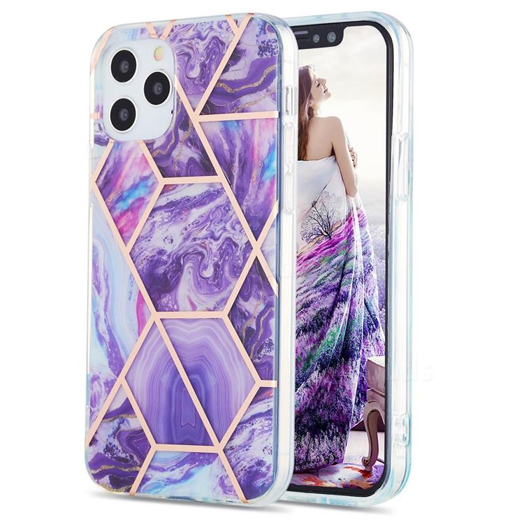 Purple Gagic Marble Pattern Galvanized Electroplating Protective Case Cover for iPhone 12 / 12 Pro (6.1 inch)